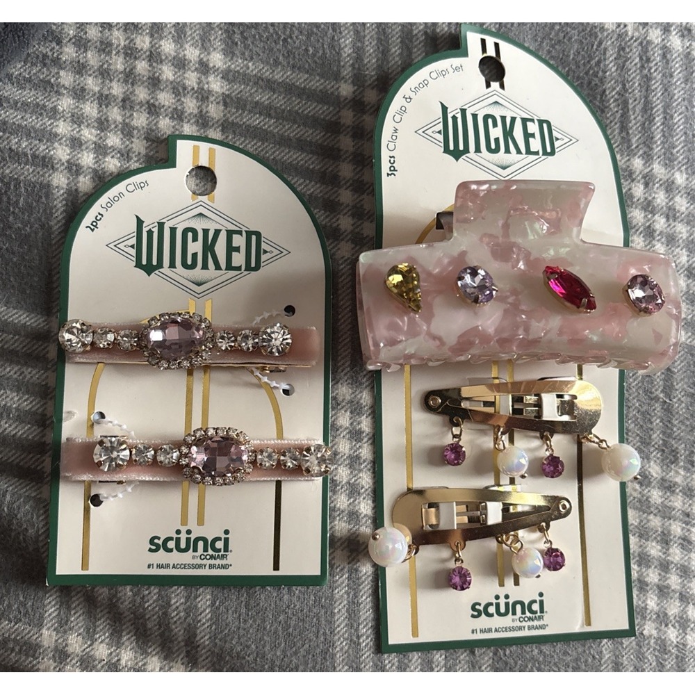 Scunci by Conair WICKED  Hair Accessories- Claw Clip - Snap Clips- Rhinestones